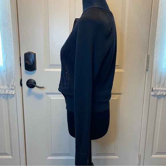 LOFT Lace Front Wool Blend Cardigan Sz M - Picture 4 of 14